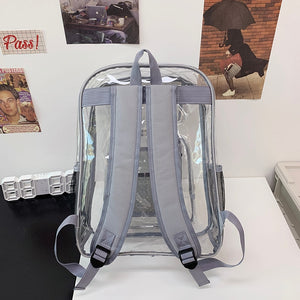 Backpack Waterproof Transparent School Bag Girl Large Capacity Backpack Solid Clear Backpack Men Fashion Transparent Plastic Bag